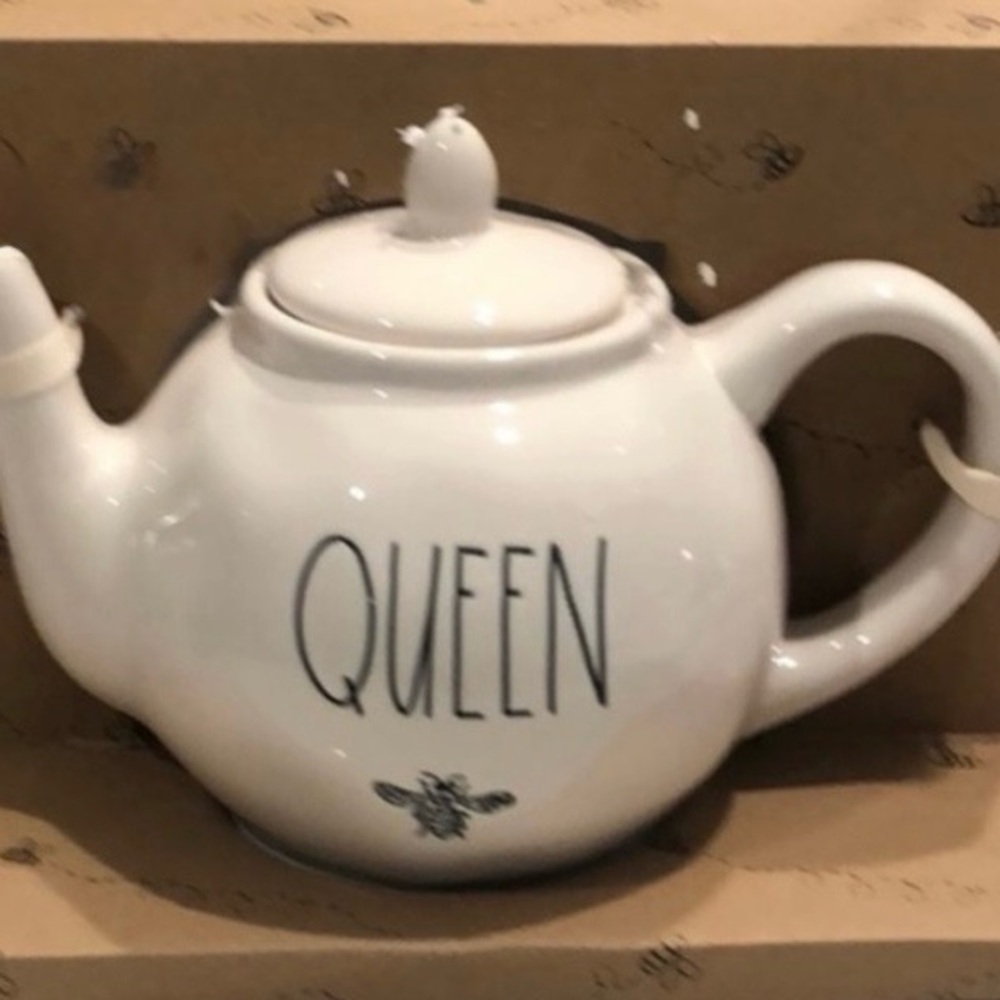 Rae Dunn Queen White Ceramic Teapot - Classic Home Kitchen - Picture 3 of 5